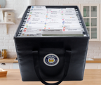 The Nokbox Fireproof: black fire-resistant box filled with labeled folders
