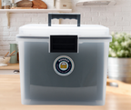The Original Nokbox: clear file box with a white lid and carry handle