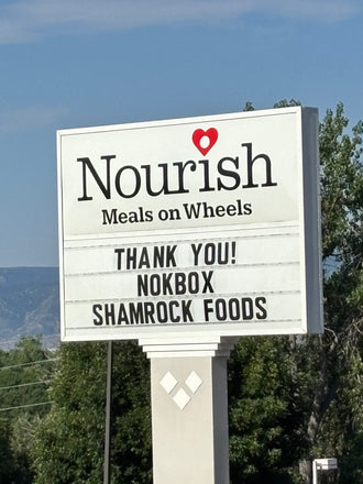 Meals on Wheels sign that says "Thank you Nokbox!"